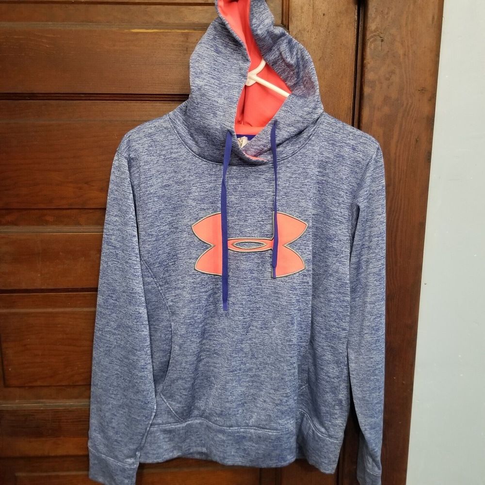 Under Armour Hooded Sweatshirt Women's Size Medium Hoodie Blue Pink